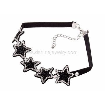 Joyería del collar de cristal estrella terciopelo gargantilla piedra Pentáculos